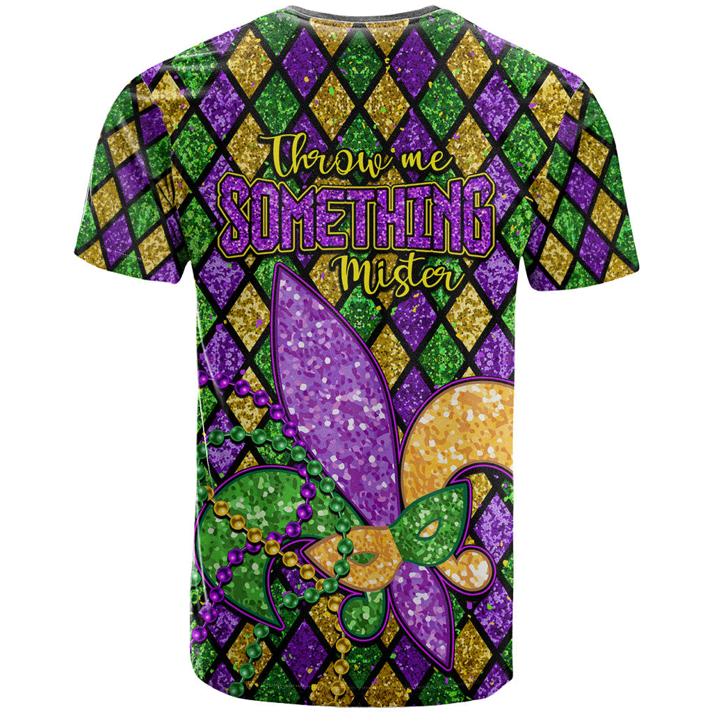 Mardi Gras Glitter Mask with Fleur-de-lis T-Shirt Graphic Tee