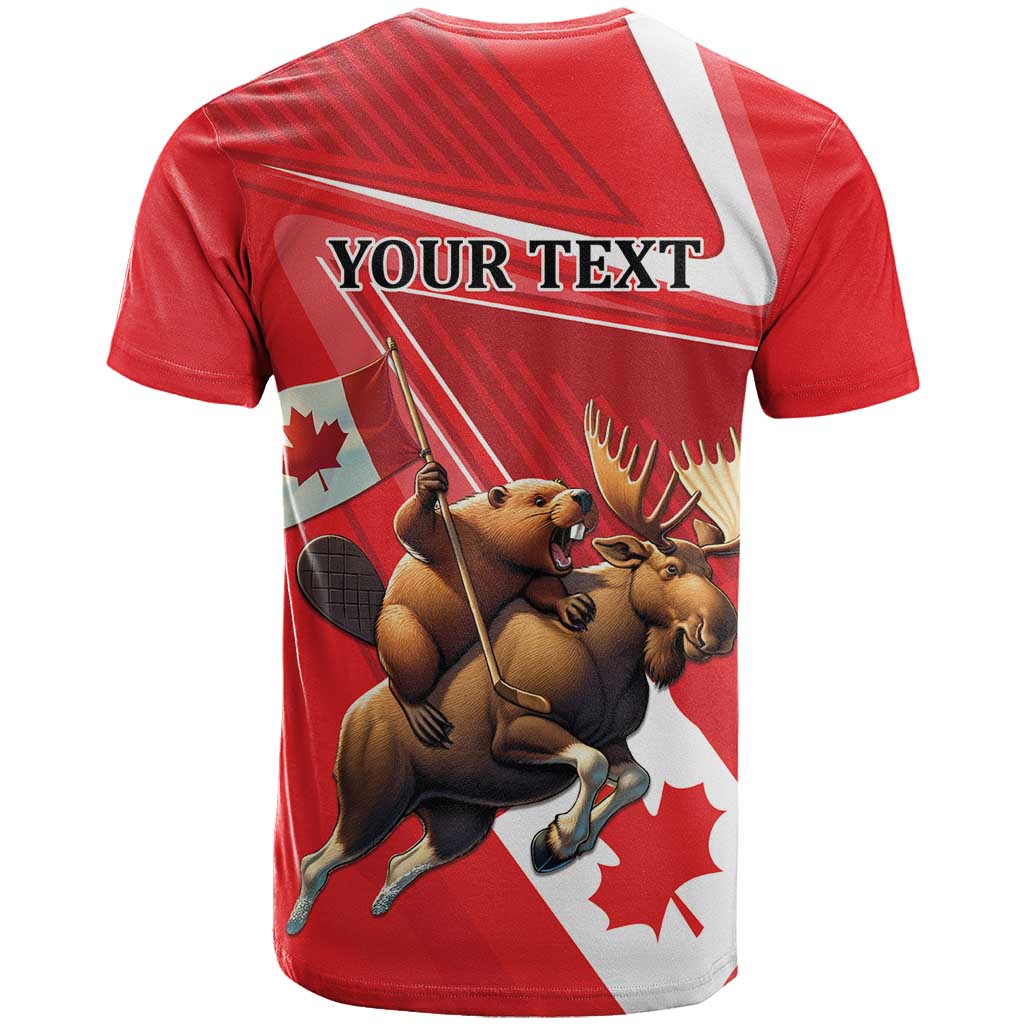 Personalized Beaver and Moose Happy Canada Day T-Shirt Est 1867 A Mari Usque Ad Mare Graphic Tee