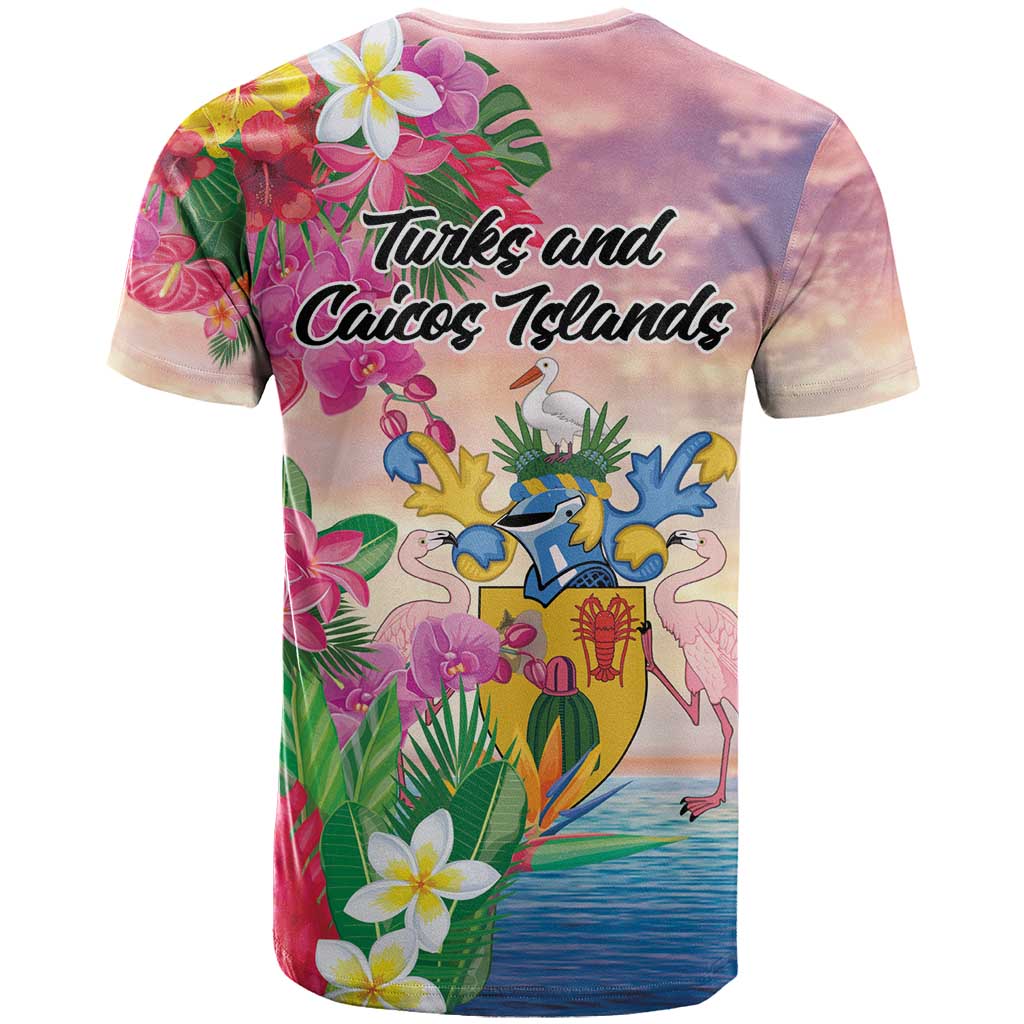Turks And Caicos Islands T-Shirt Flamingos Tropical Beauty Beach Graphic Tee