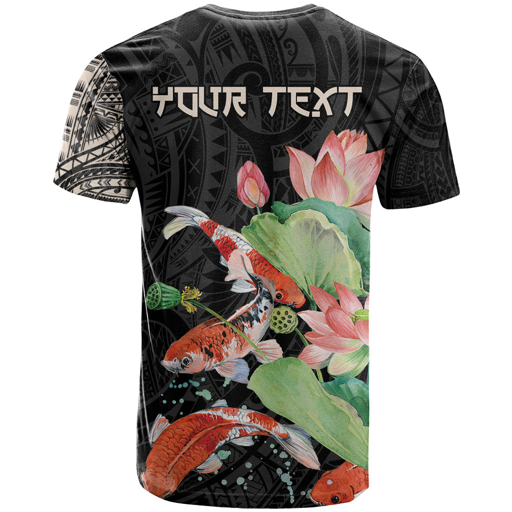 Personalized Japanese Koi Fish T-Shirt with Polynesian Pattern Graphic Tee