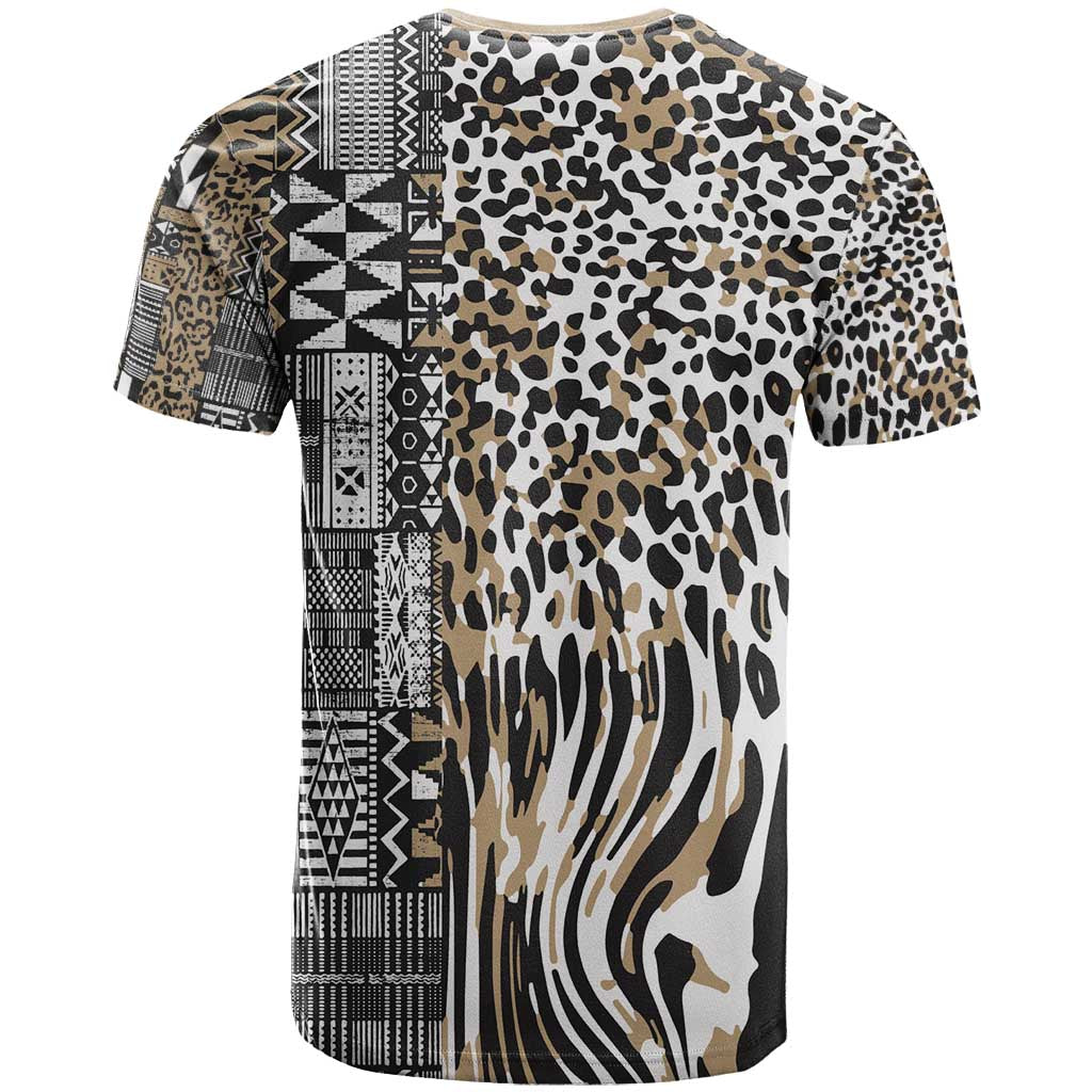Africa Tribal Pattern Mixed Leopard Skin T-Shirt Graphic Tee