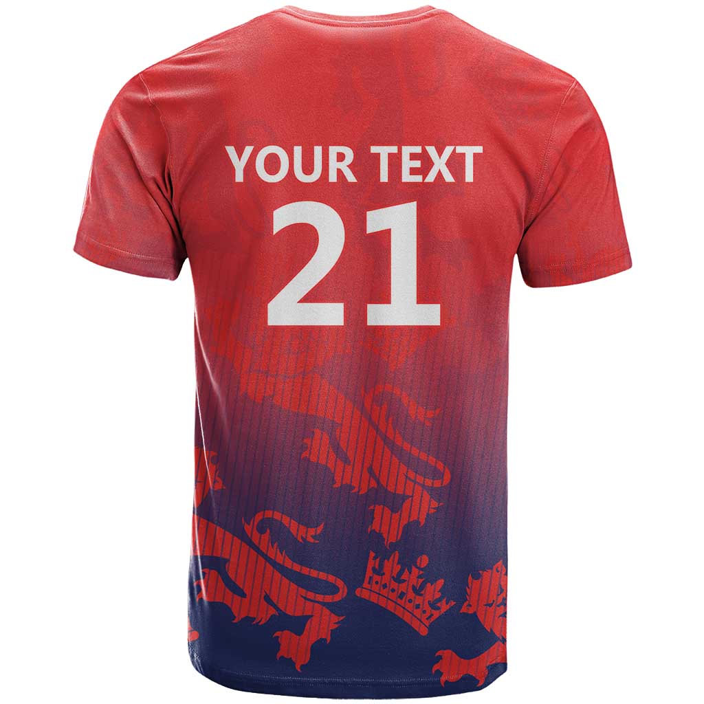England Cricket Custom T-Shirt Three Lions With Flag Graphic Tee