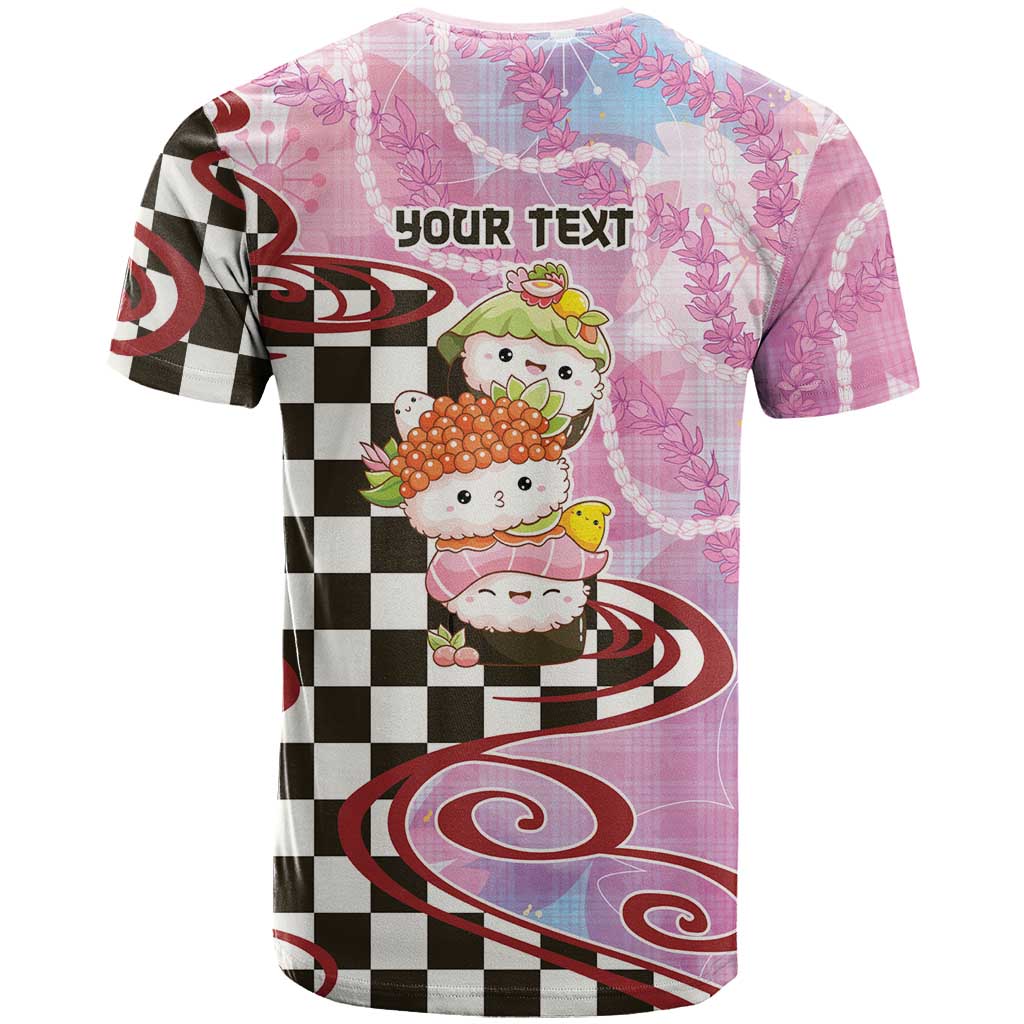 Personalized Japanese Kawaii Sushi Roll T-Shirt Wagara Palaka Pattern Graphic Tee