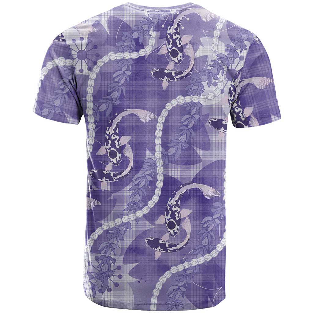 Japanese Koi Fish T-Shirt Purple Wagara Palaka Honohono Pikake Lei Graphic Tee
