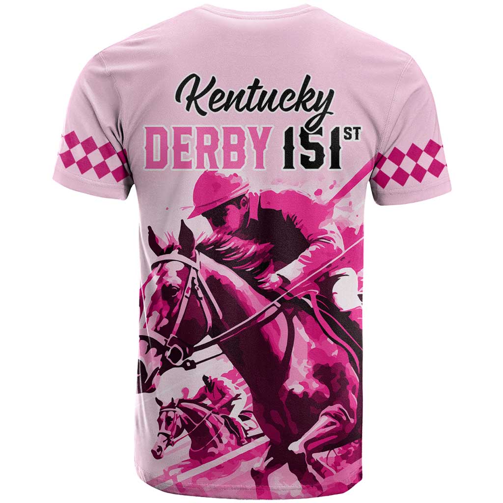 Kentucky Horse Racing T-Shirt 151st Anniversary Sporting Art Pink Version Graphic Tee