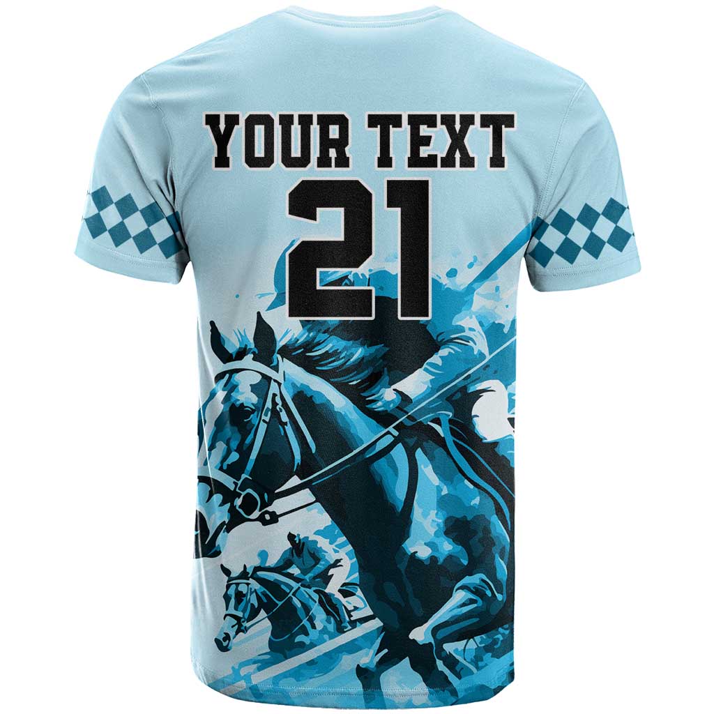 Personalised Kentucky Horse Racing T-Shirt 151st Anniversary Sporting Art Blue Version Graphic Tee