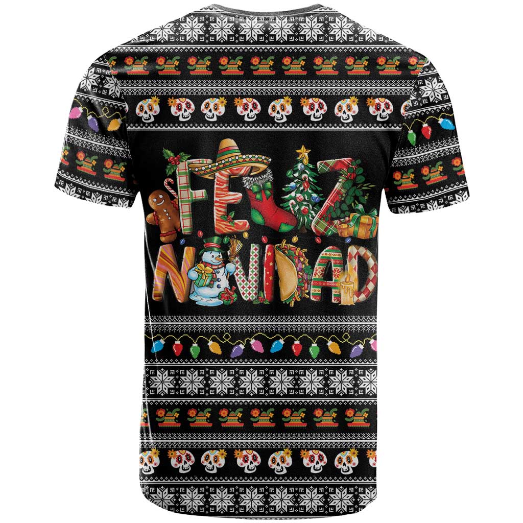 Mexican Sumbrero and Snowman Christmas T-Shirt Feliz Navidad Mexico Graphic Tee