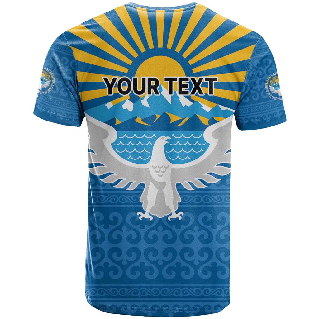Kyrgyzstan Falcon Personalized T-Shirt Tian Shan Mountains Rising Sun Graphic Tee