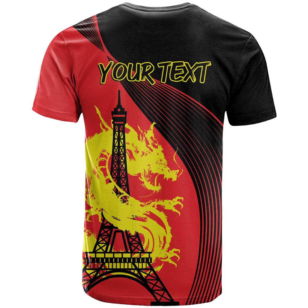 Personalized China Summer Sport T-Shirt Dragon With Eiffel Tower Go Paris 2024 Graphic Tee