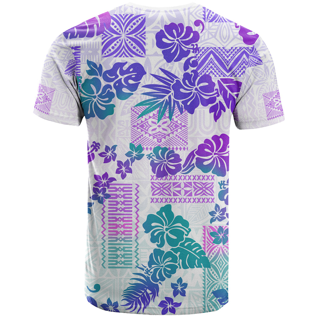 Vintage Hawaii T-Shirt Hibiscus Tapa Tribal With Hawaiian Quilt Pattern Purple Graphic Tee