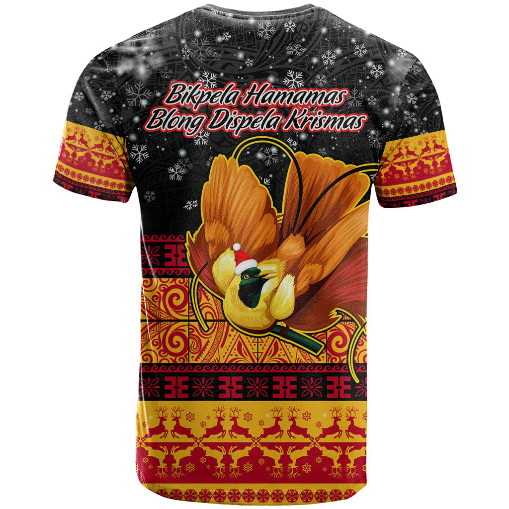 PNG Hamamas Krismas T-Shirt Papua New Guinea Bird Of Paradise Merry Christmas Black Style Graphic Tee