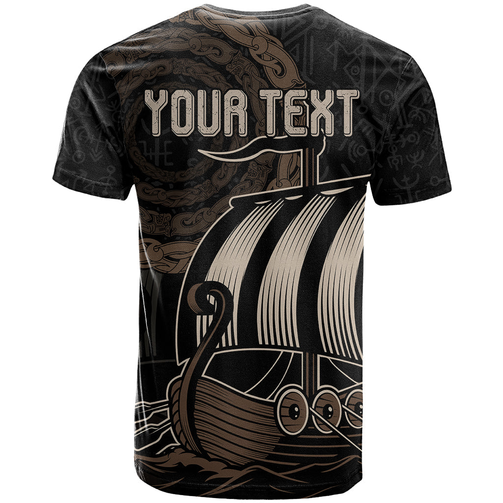 Personalised Viking Iceland T-Shirt Norman Ship with Coat Of Arms Crossing The Sea Graphic Tee