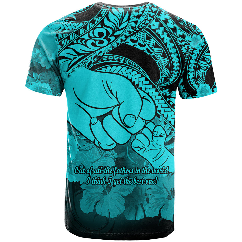 Polynesian Pride Happy Father Day T-Shirt I Love You Dad - Polynesian Tribal Aqua Graphic Tee