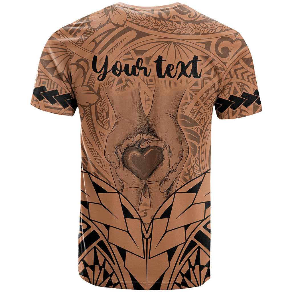 Personalised Polynesian Father's Day Gift For Dad T-Shirt Super Father In The World - Nude Polynesian Pattern Graphic Tee