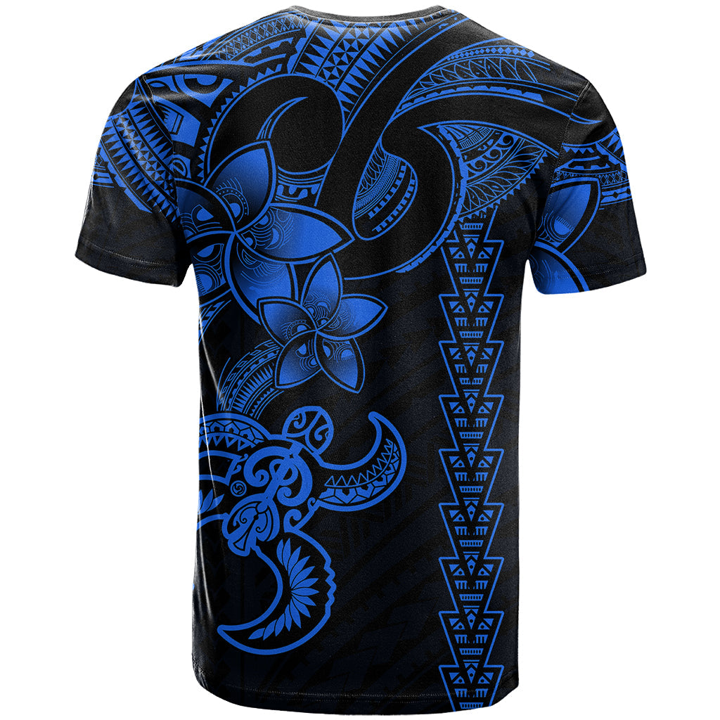 Hawaiian Tribal T-Shirt Polynesian Kakau Turtle - Blue Graphic Tee