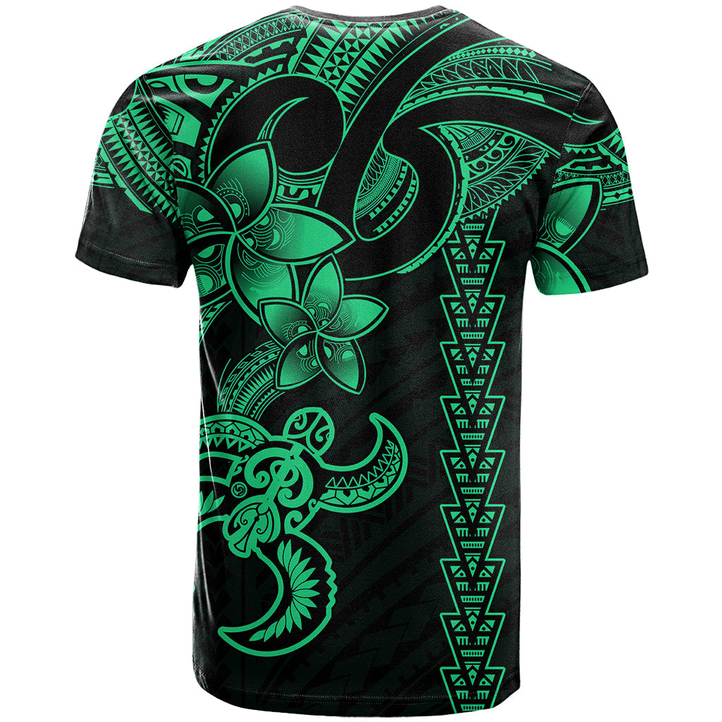 Hawaiian Tribal T-Shirt Polynesian Kakau Turtle - Green Graphic Tee