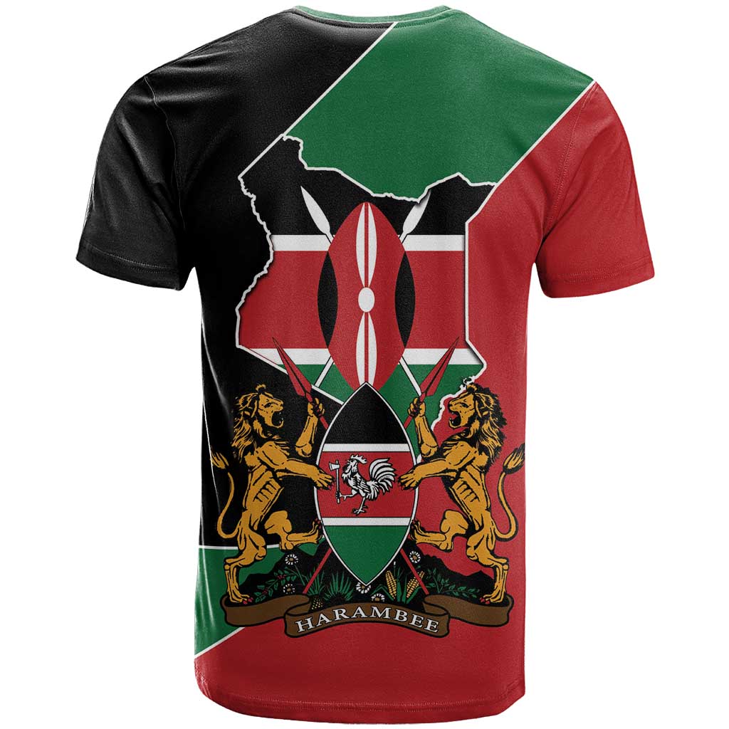 Kenya 254 T-Shirt Kenyan Flag Map Double Lion Shield Graphic Tee