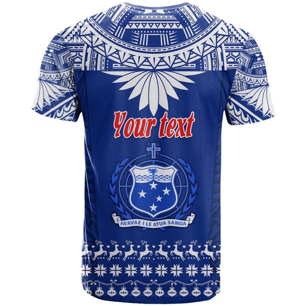 Personalised Toa Samoa Christmas T-Shirt Samoa Siva Tau Manuia Le Kerisimasi Blue Vibe Graphic Tee