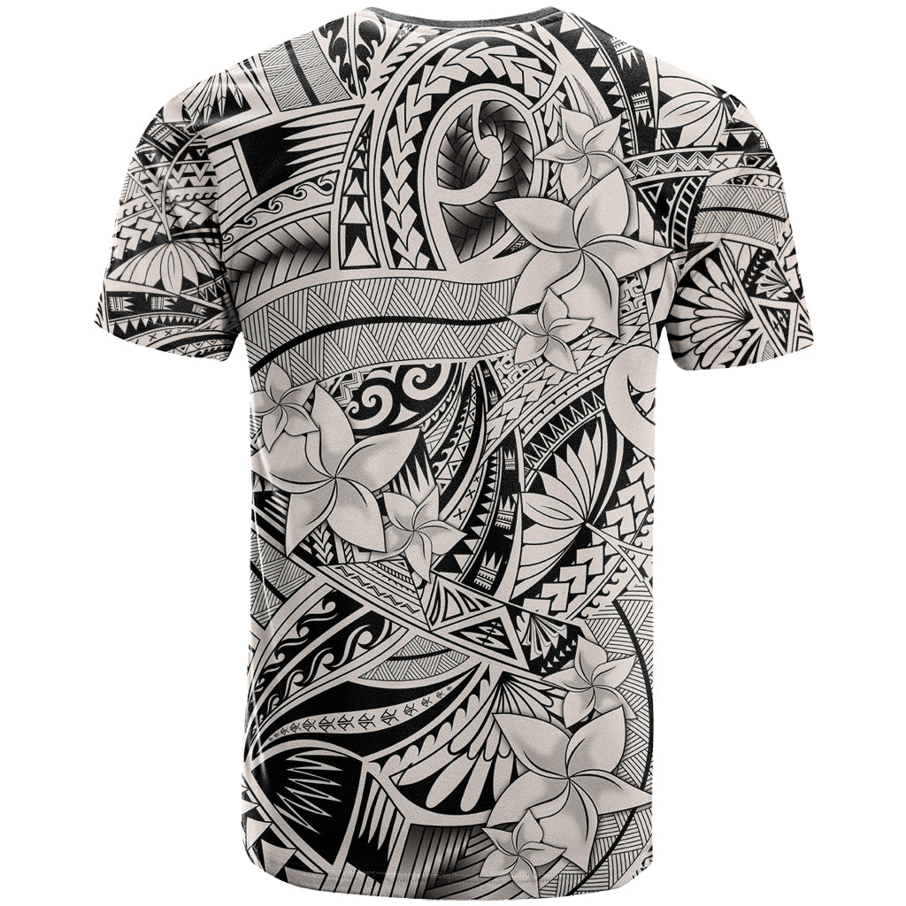 Polynesia T-Shirt Tribal Polynesian Spirit With Beige Pacific Flowers Graphic Tee