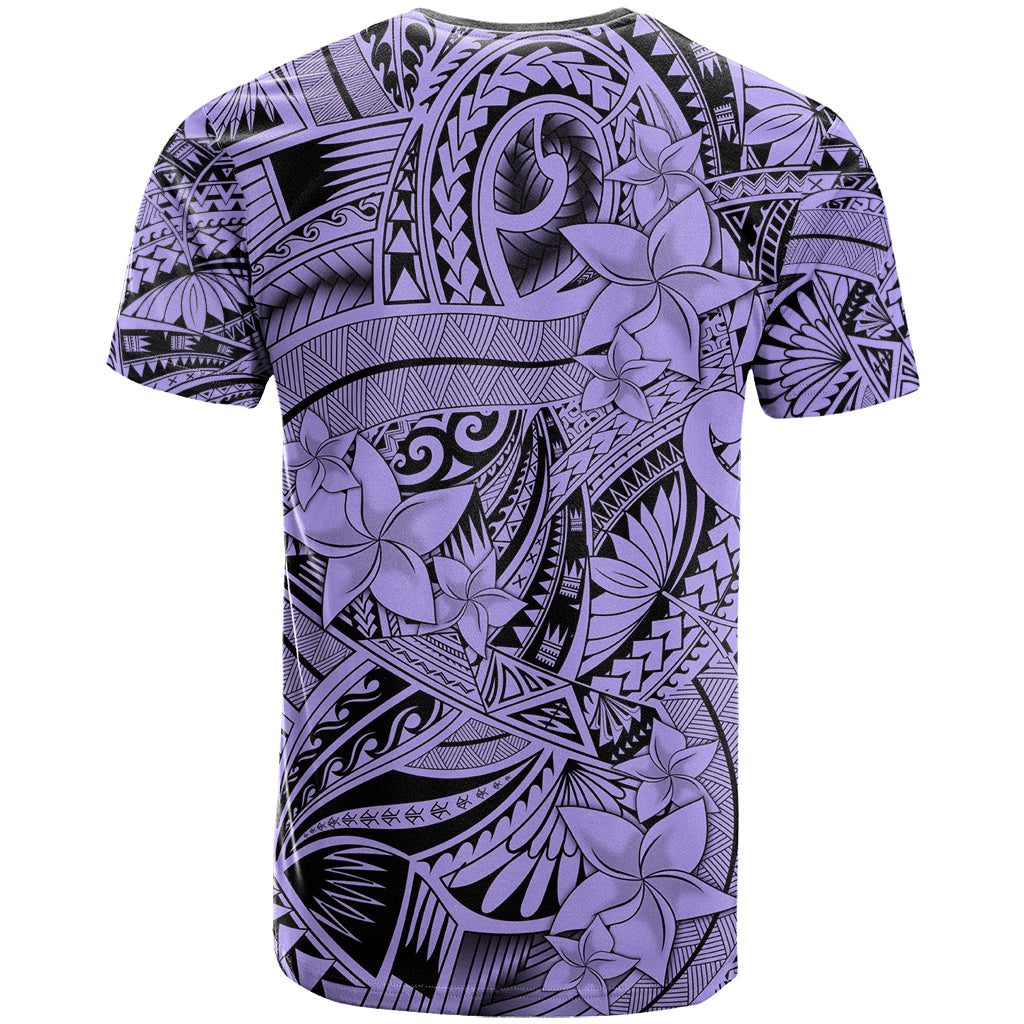 Polynesia T-Shirt Tribal Polynesian Spirit With Violet Pacific Flowers Graphic Tee