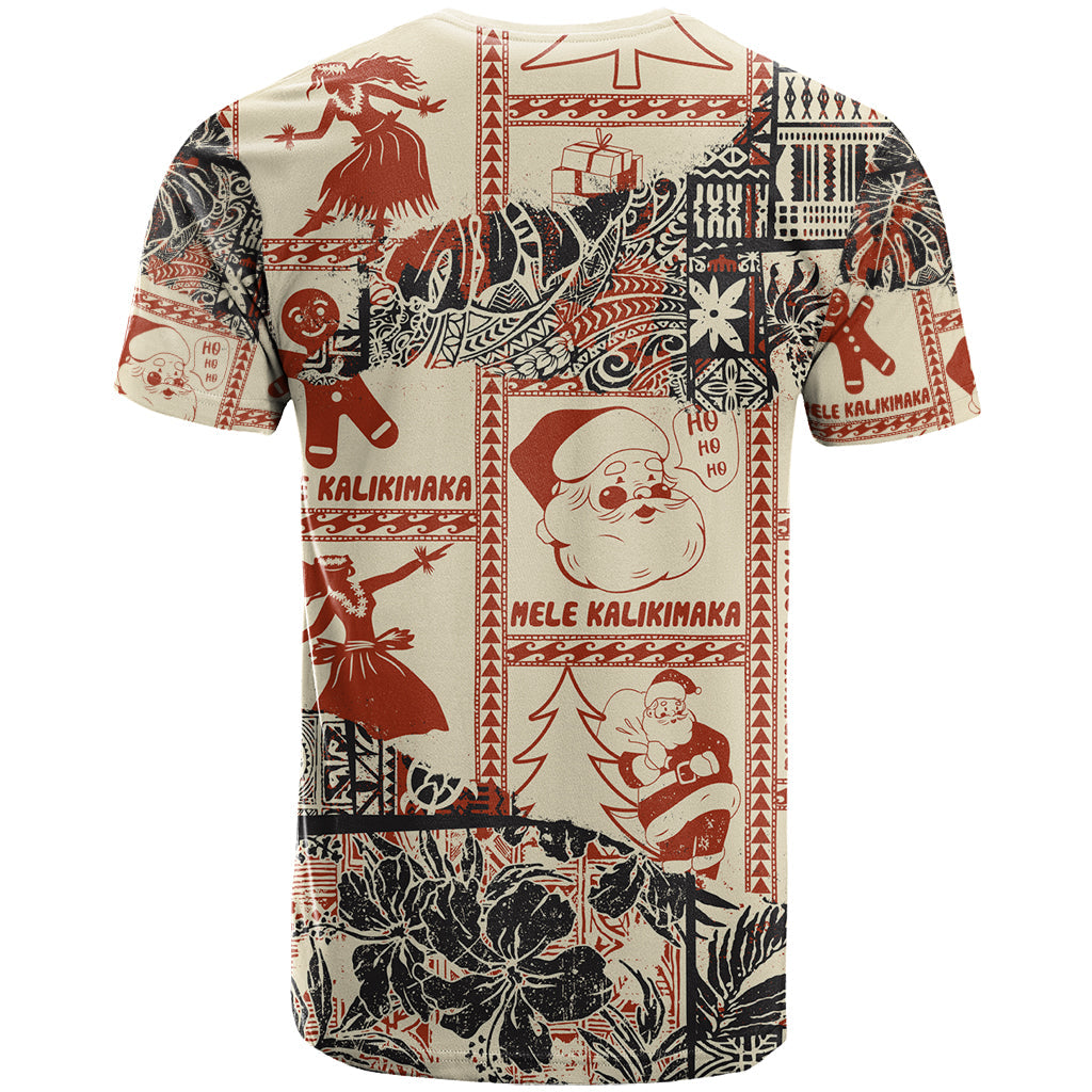 Aloha Hawaii Christmas T-Shirt Mele Kalikimaka Tapa Tribal Retro Style Graphic Tee