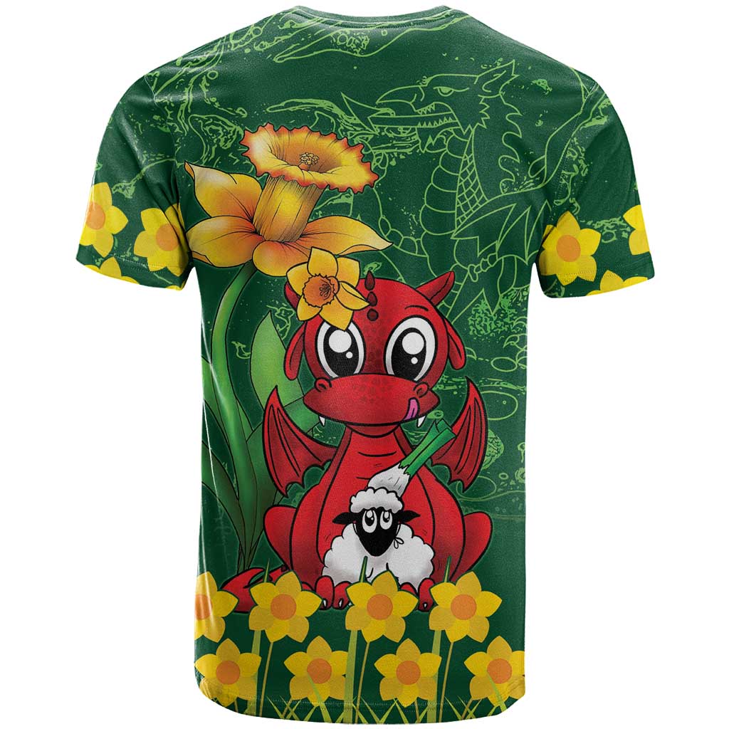 Saint David's Day T-Shirt Welsh Dragons Yellow Daffodils Graphic Tee