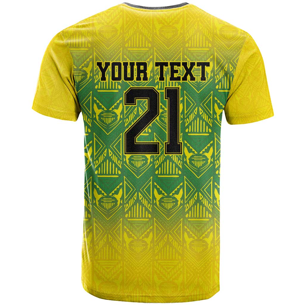 Custom Jamaica Reggae Boyz T-Shirt With Traditional Pattern Graphic Tee