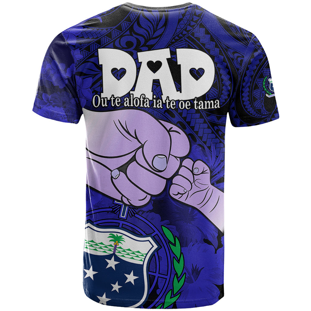 Fathers Day Polynesian Islands Samoa T-Shirt Dad Ou Te Alofa Ia Te Oe Tama - Blue Polynesian Flowers Tribal Graphic Tee