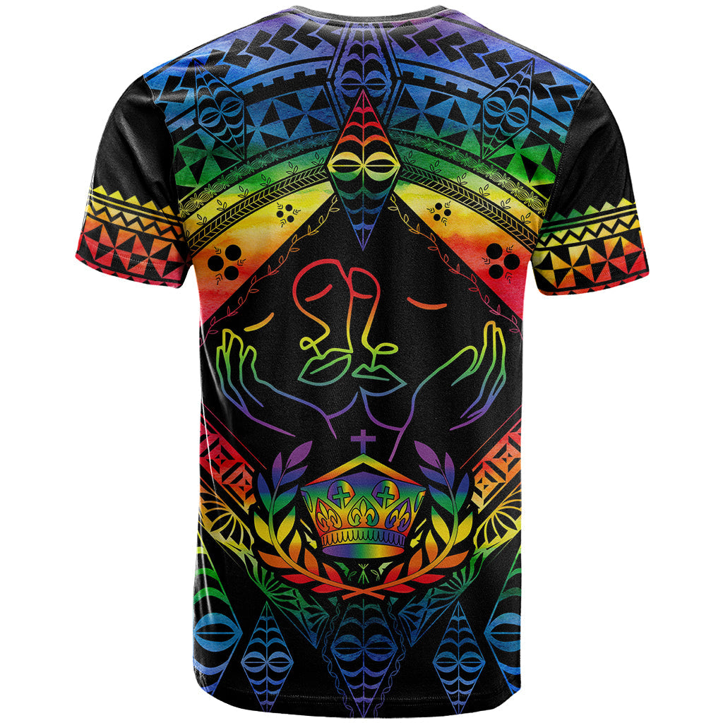 Tonga LGBT T-Shirt Love Is Love Ngatu Rainbow Water Color Graphic Tee