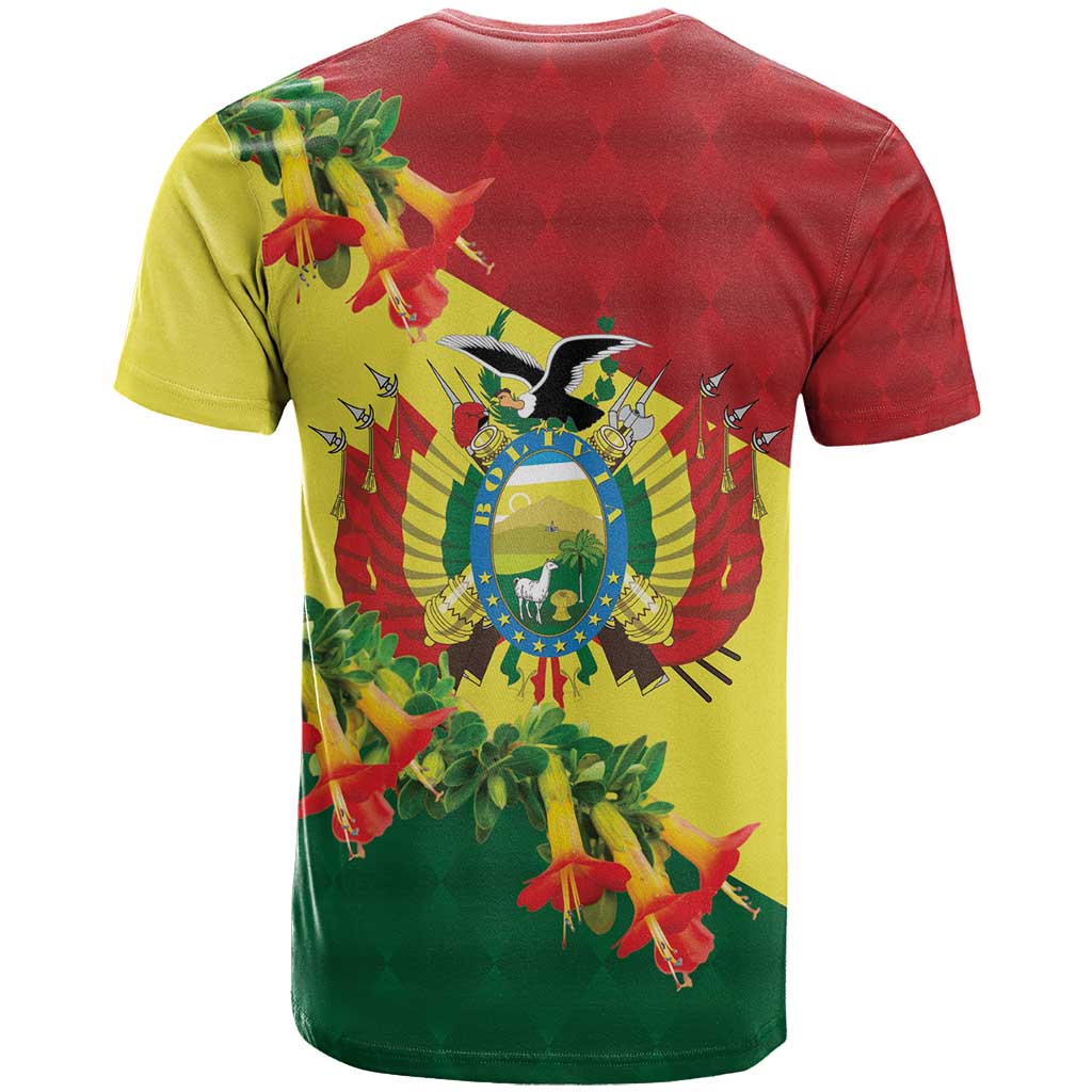 Bolivia Andean Condor Kantuta Flowers T-Shirt Graphic Tee