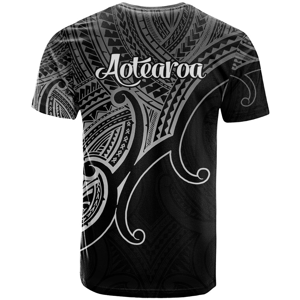Aotearoa Polynesian T-Shirt with Maori Koru Black Graphic Tee