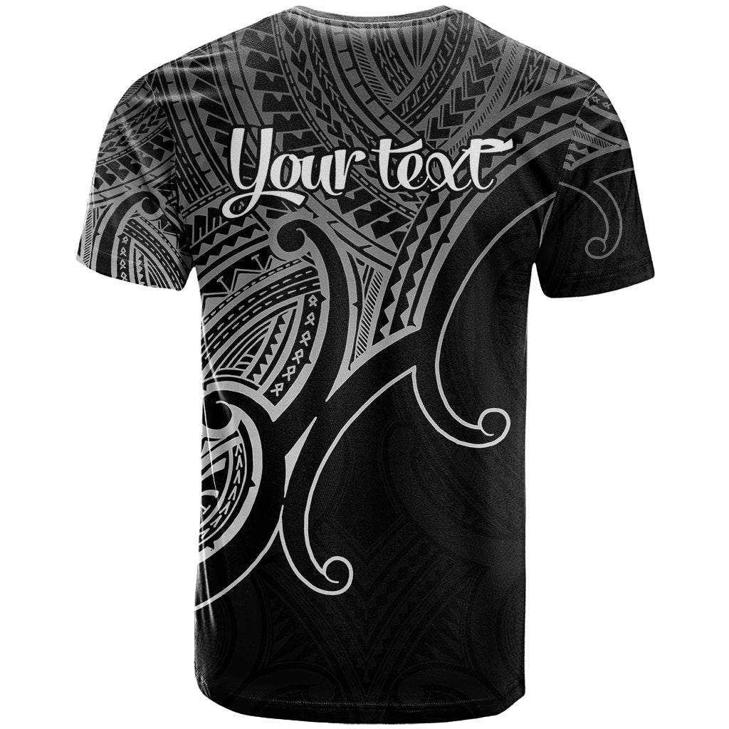 Custom Aotearoa Polynesian T-Shirt with Maori Koru Black Graphic Tee