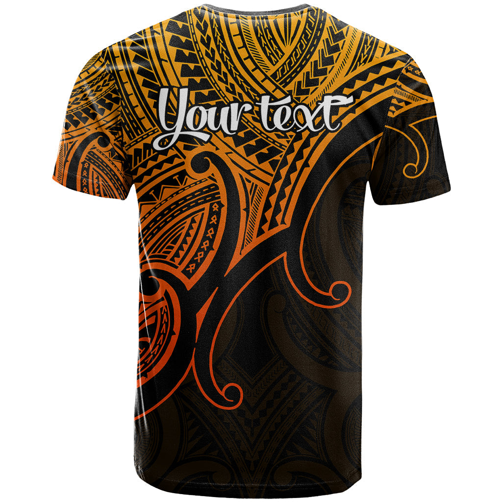Custom Aotearoa Polynesian T-Shirt with Maori Koru Gold Graphic Tee