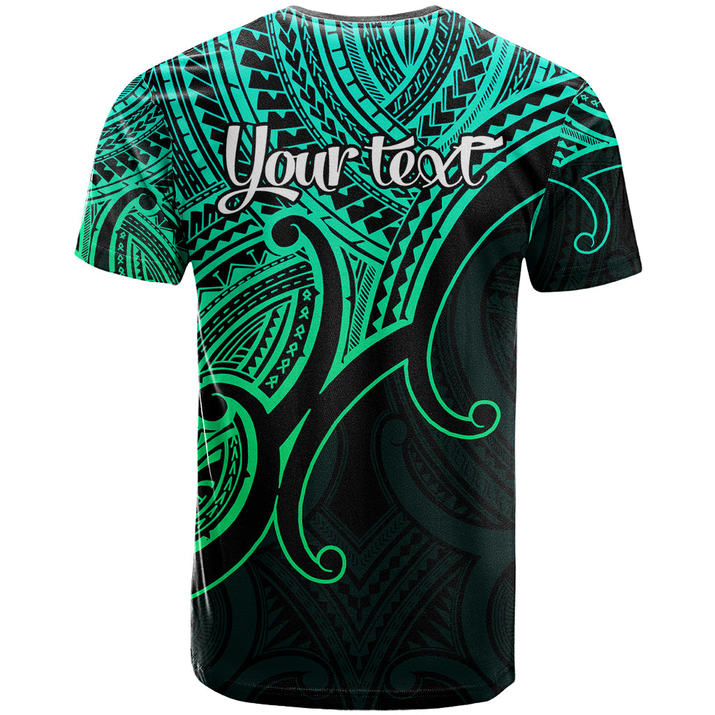 Custom Aotearoa Polynesian T-Shirt with Maori Koru Green Graphic Tee