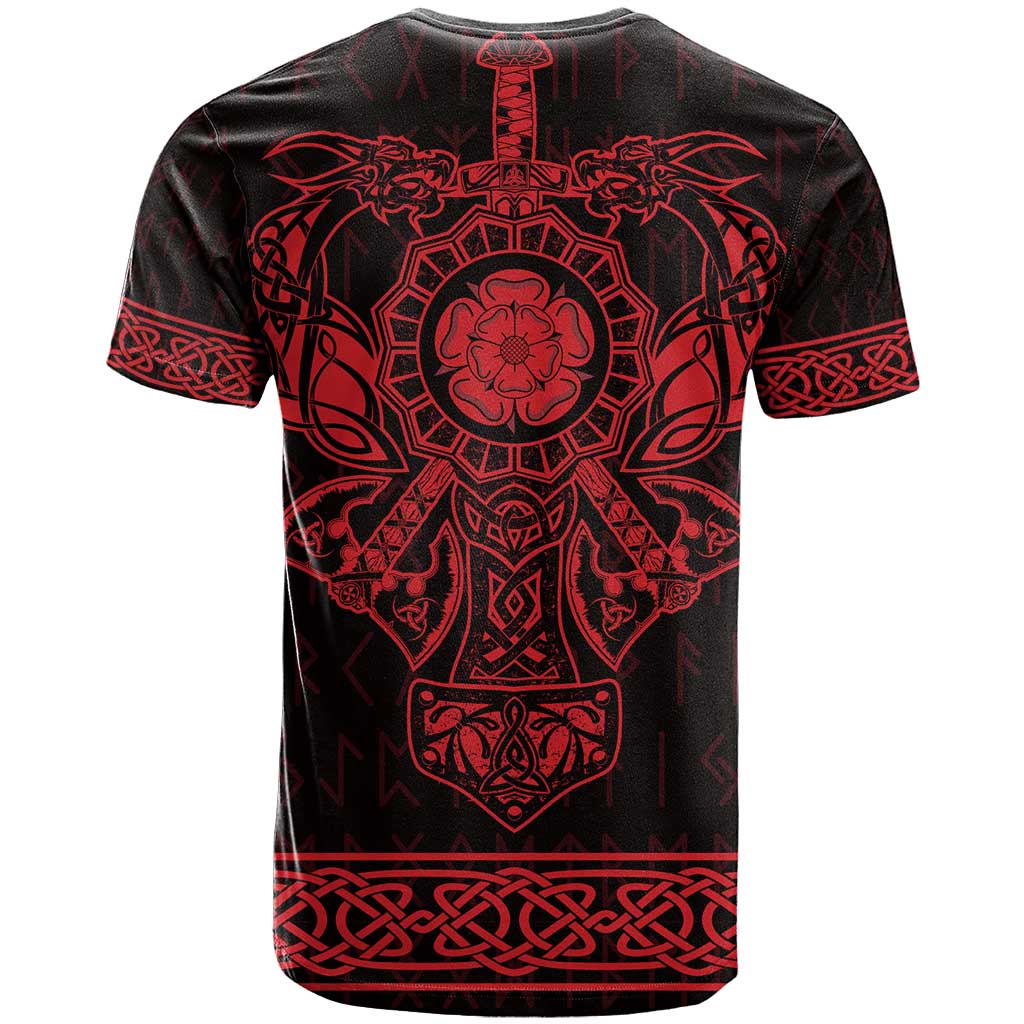 Vikings from Yorkshire T-Shirt Red Spirit of Jorvik Graphic Tee
