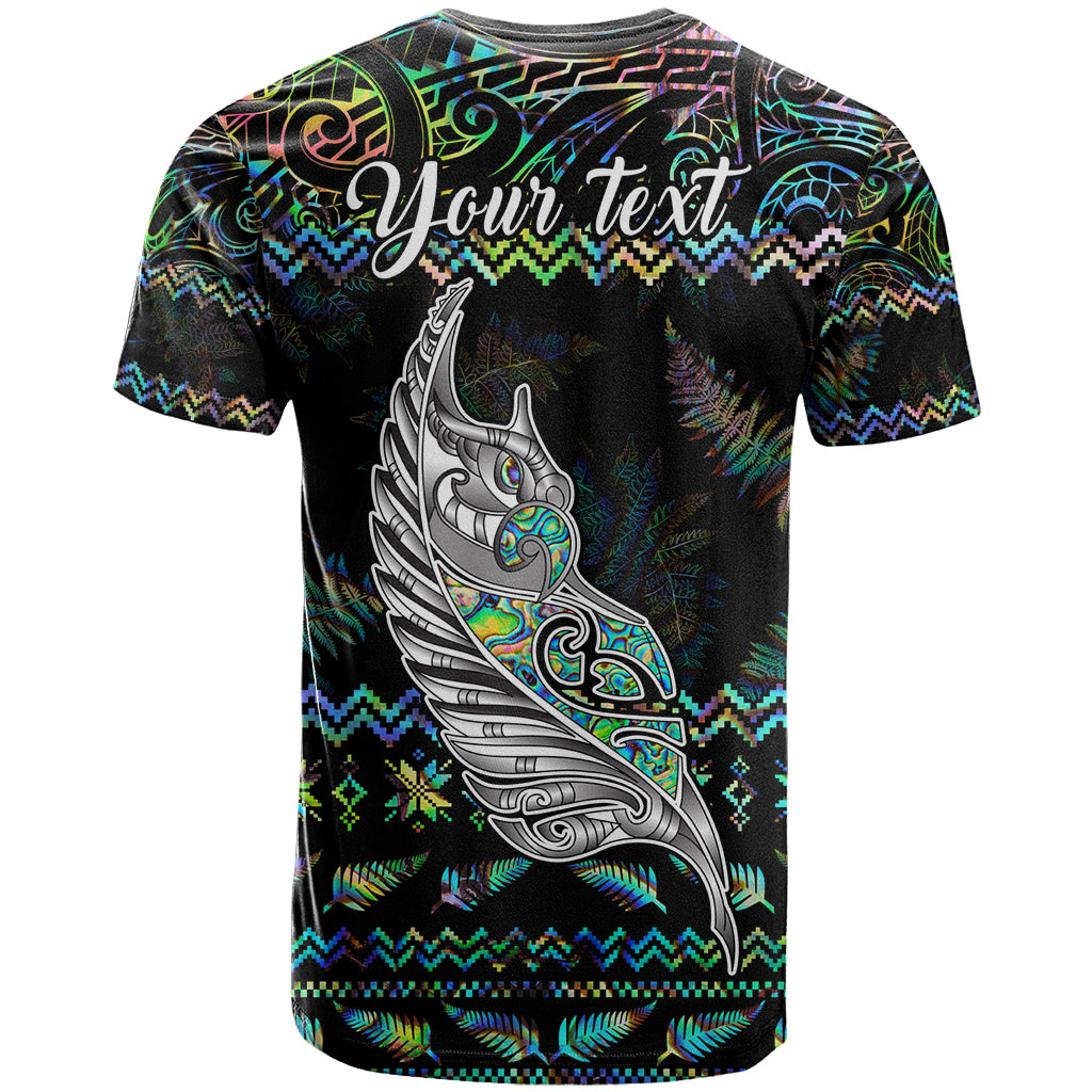 Personalised New Zealand Christmas T-Shirt Maori Fern Manaia Meri Kirihimete with Papaua Shell Graphic Tee