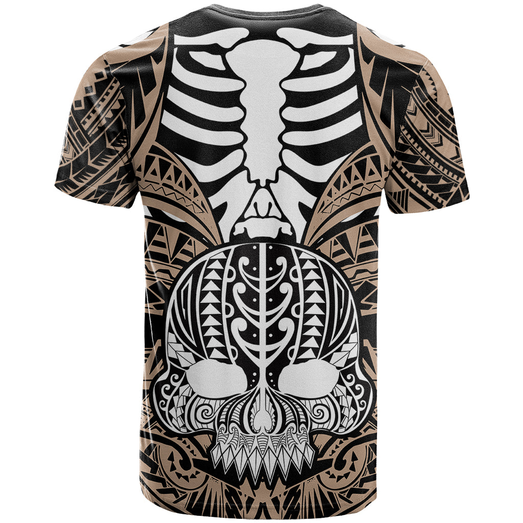 Personalised Polynesia Skull T-Shirt With Boars Tusk Gold Arty Vibe Graphic Tee