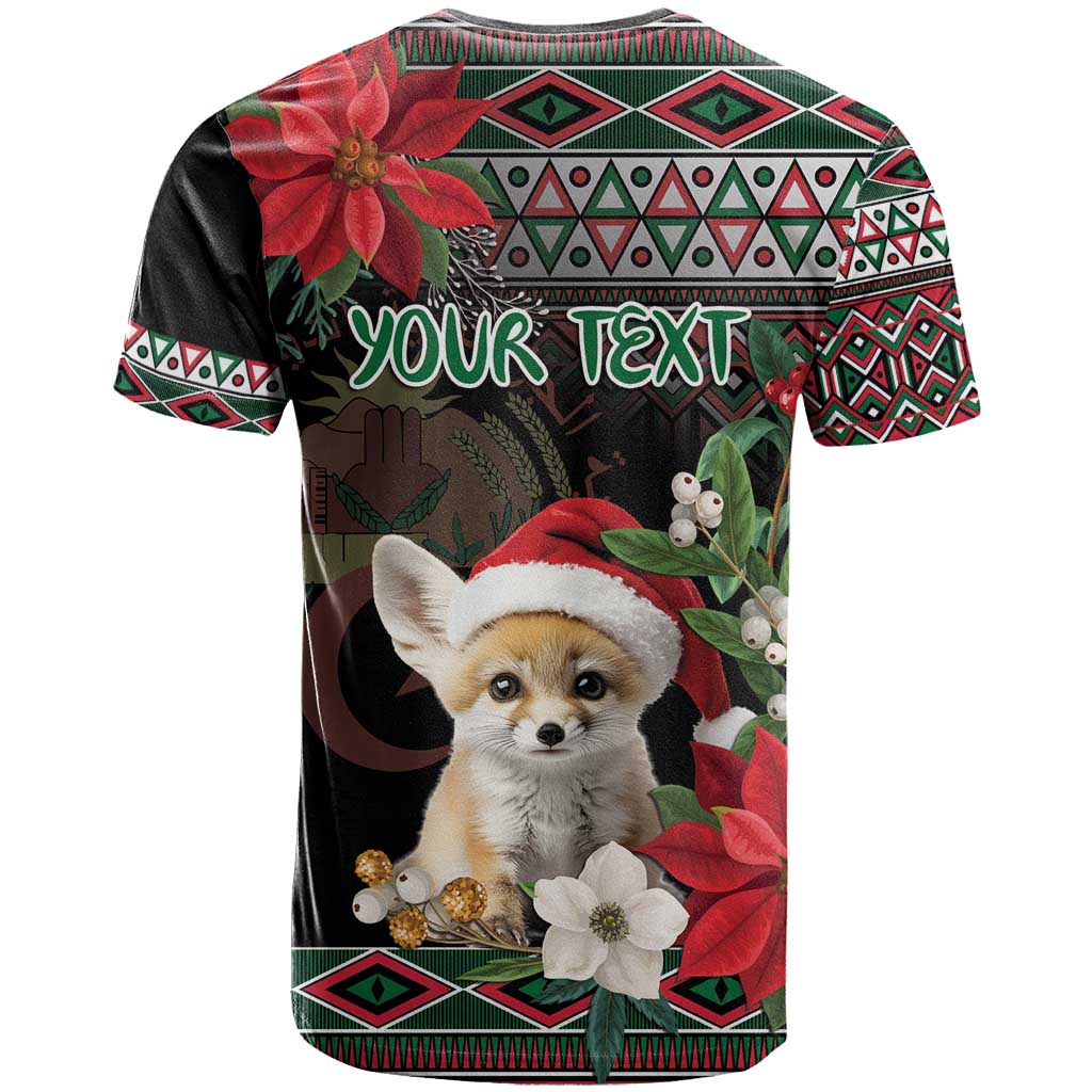 Algeria Christmas Personalized T-Shirt Fennec Fox Santa and Traditional Pattern Graphic Tee