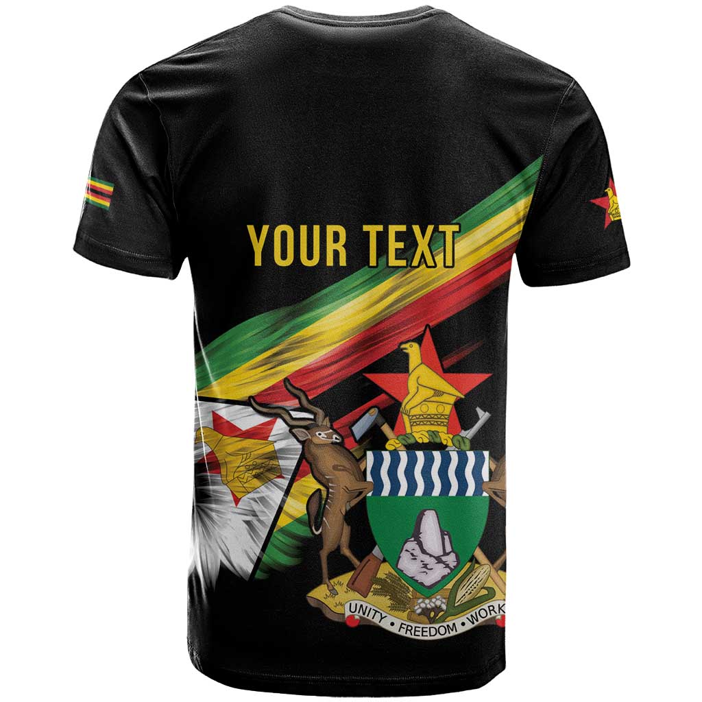 Personalized Zimbabwe Wings Flag T-Shirt Proudly Zimbabwean Graphic Tee