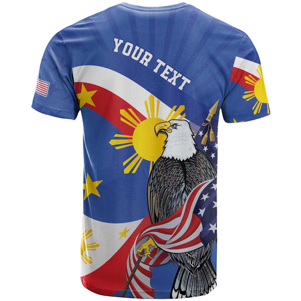 Personalized Filipino-American T-Shirt Philippines Coat Of Arms with Bald Eagle Graphic Tee