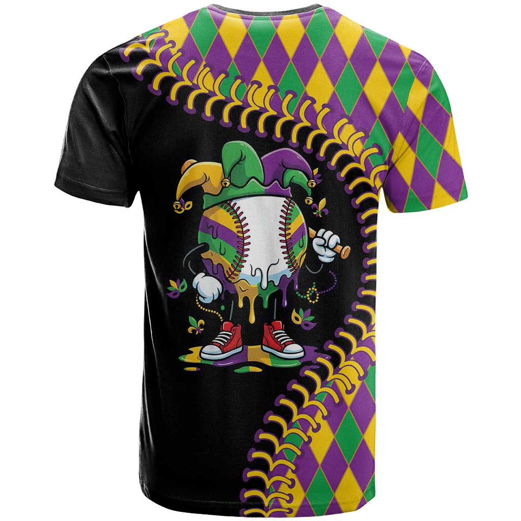 Dripping Baseball Mardi Gras T-Shirt Throw me Something Mister! Graphic Tee