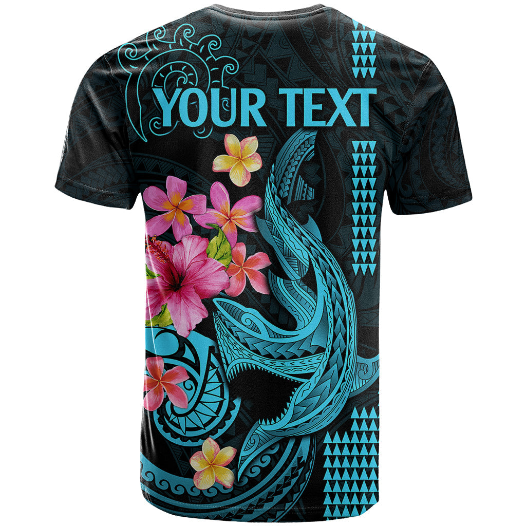 Custom Polynesian T-Shirt Hawaiian Warriors with Tribal Shark Tattoos - Blue Graphic Tee
