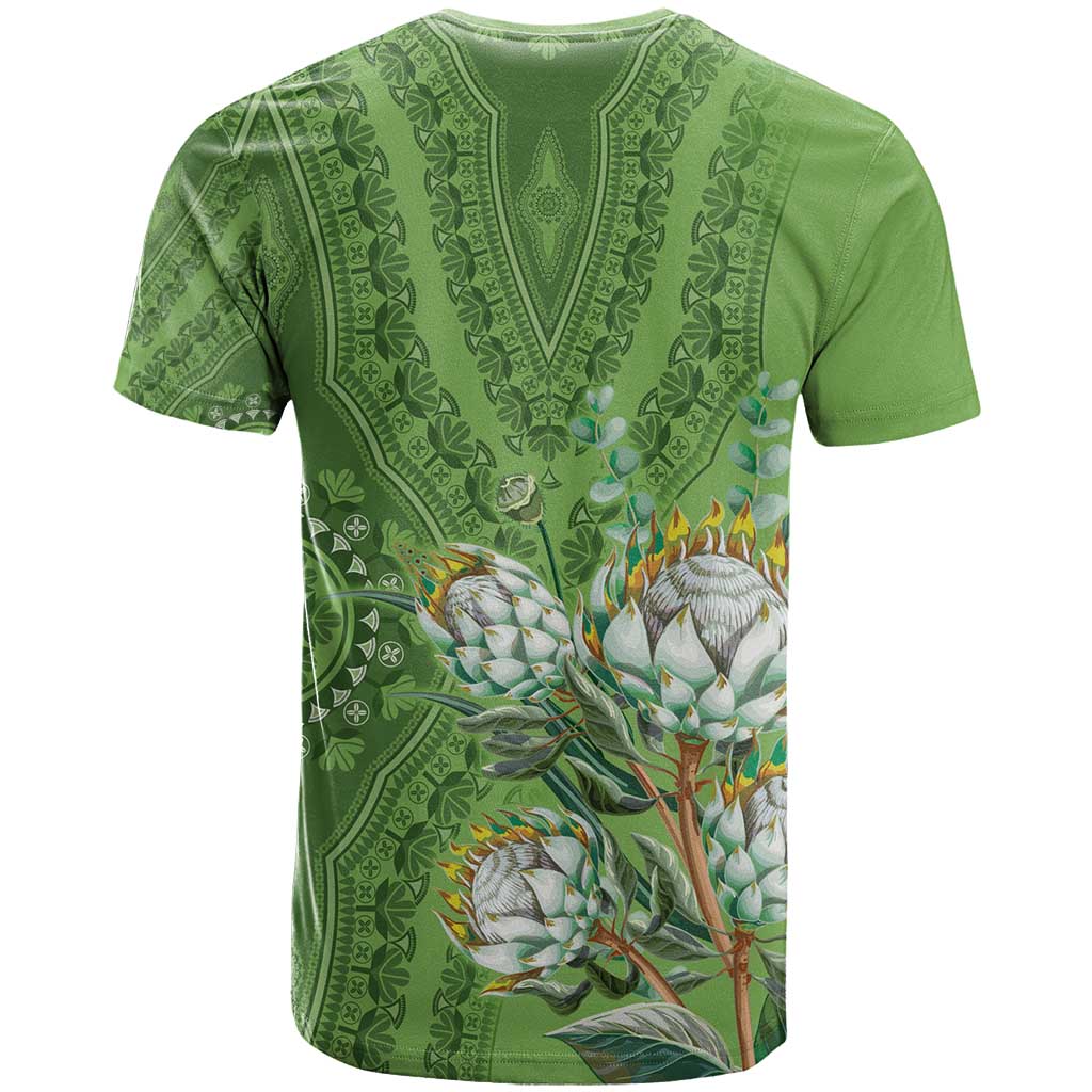Africa King Proteas Dashiki Motif T-Shirt Green Style Graphic Tee