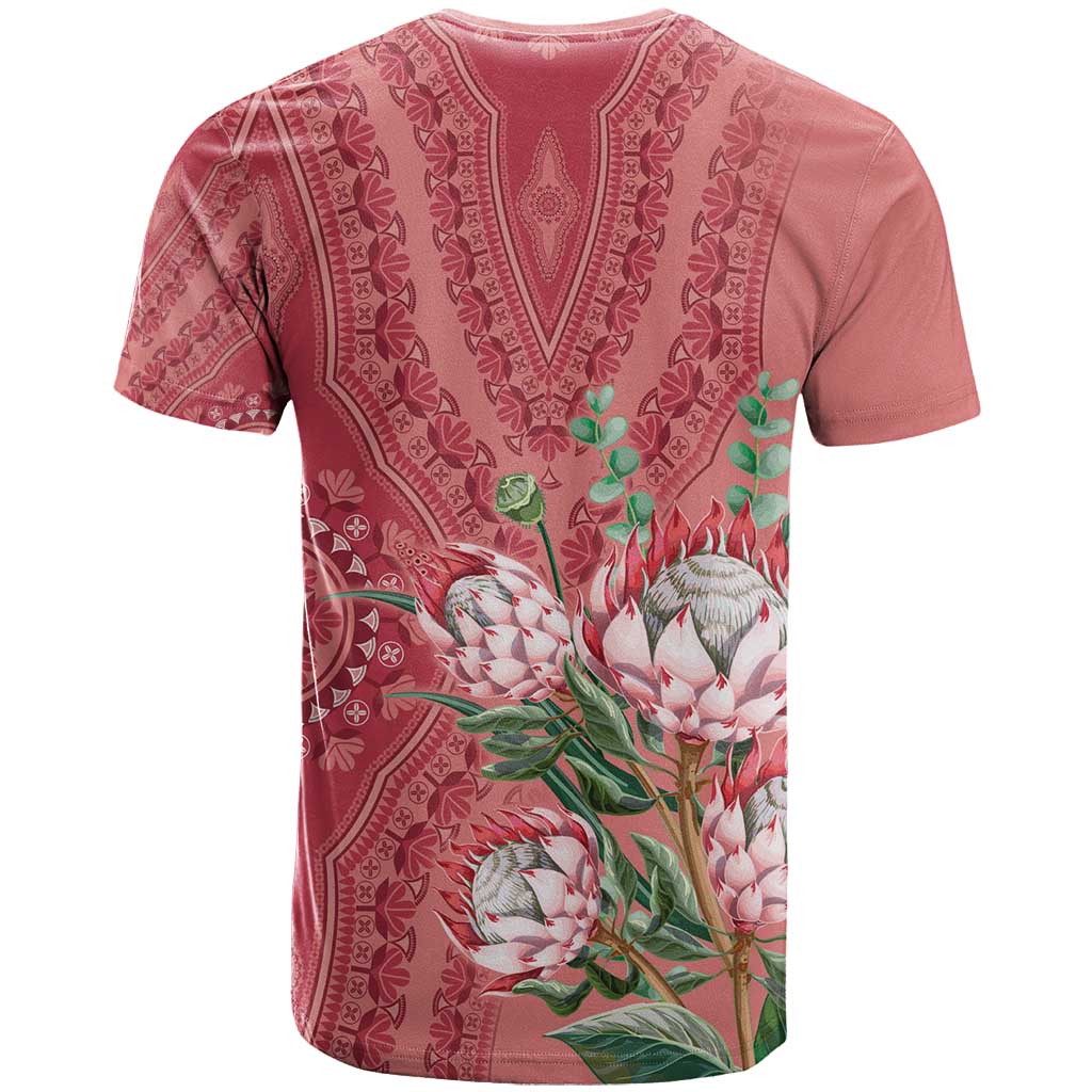 Africa King Proteas Dashiki Motif T-Shirt Peach Style Graphic Tee