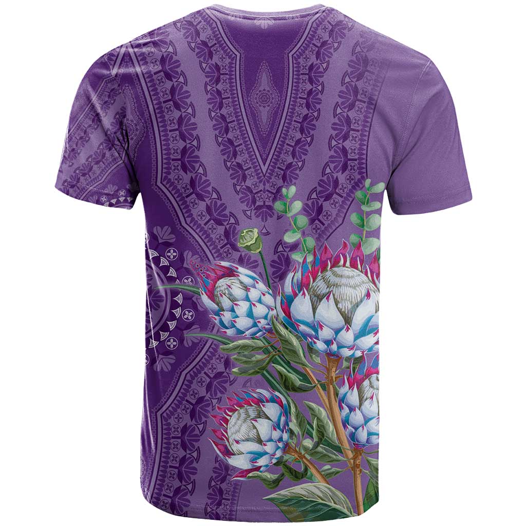 Africa King Proteas Dashiki Motif T-Shirt Violet Style Graphic Tee