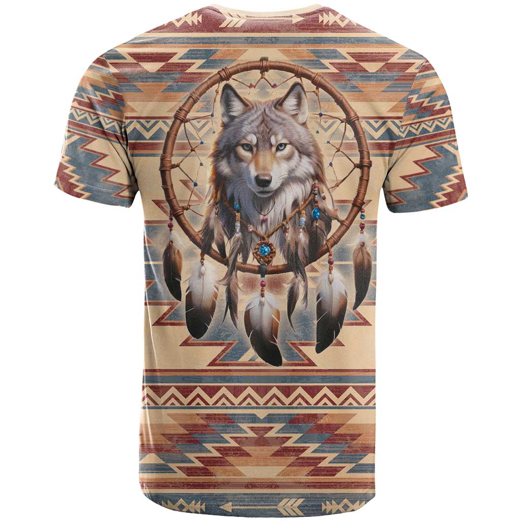 Indigenous Peoples Day T-Shirt Native American Dream Catcher Wolf Tribal-inspired Graphic Tee
