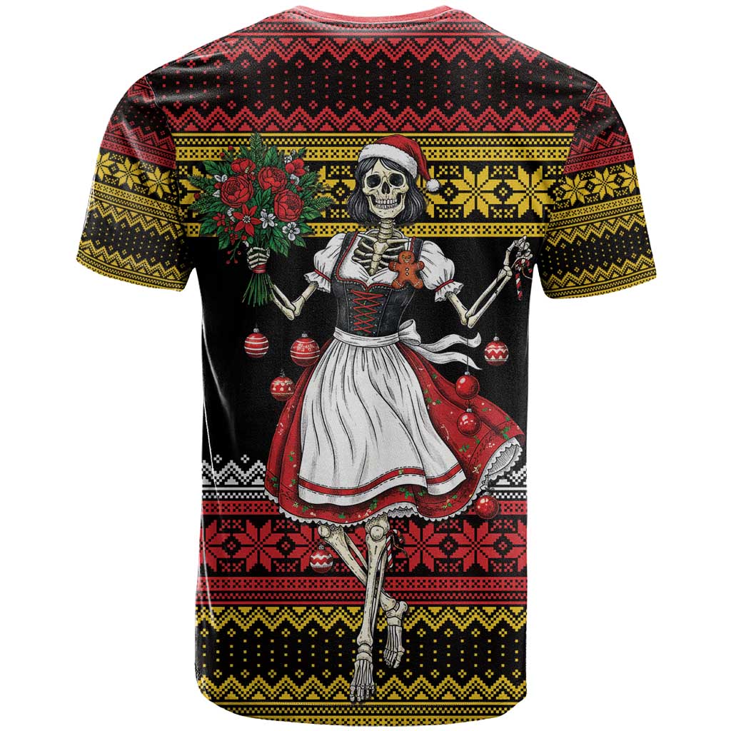 Dirndl Skeleton Dance T-Shirt Bavarian Gothic Christmas Graphic Tee