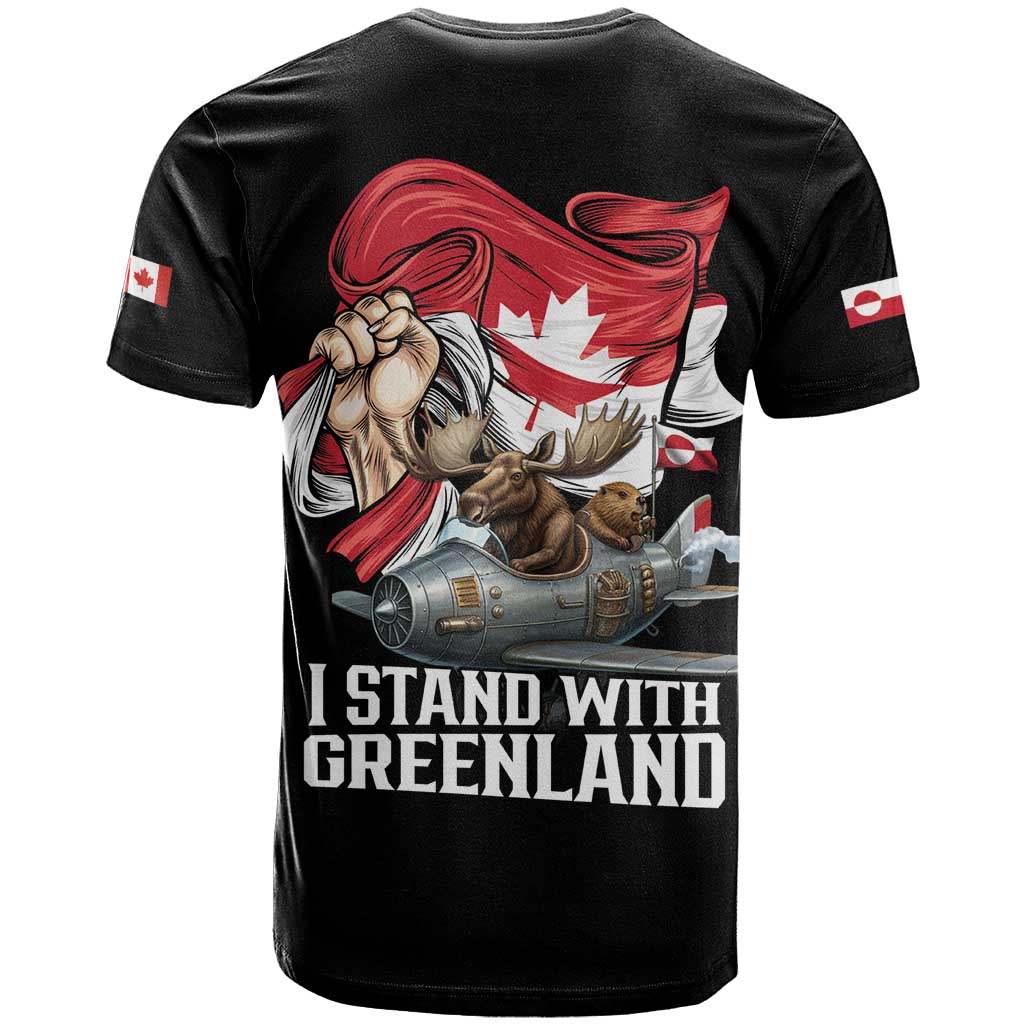 I Stand With Greenland T-Shirt Canadian Greenland Flag Graphic Tee