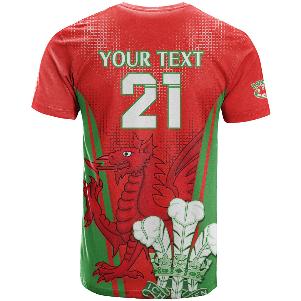 Custom Wales Rugby T-Shirt With Prince of Waless Feathers Go Cymru Graphic Tee