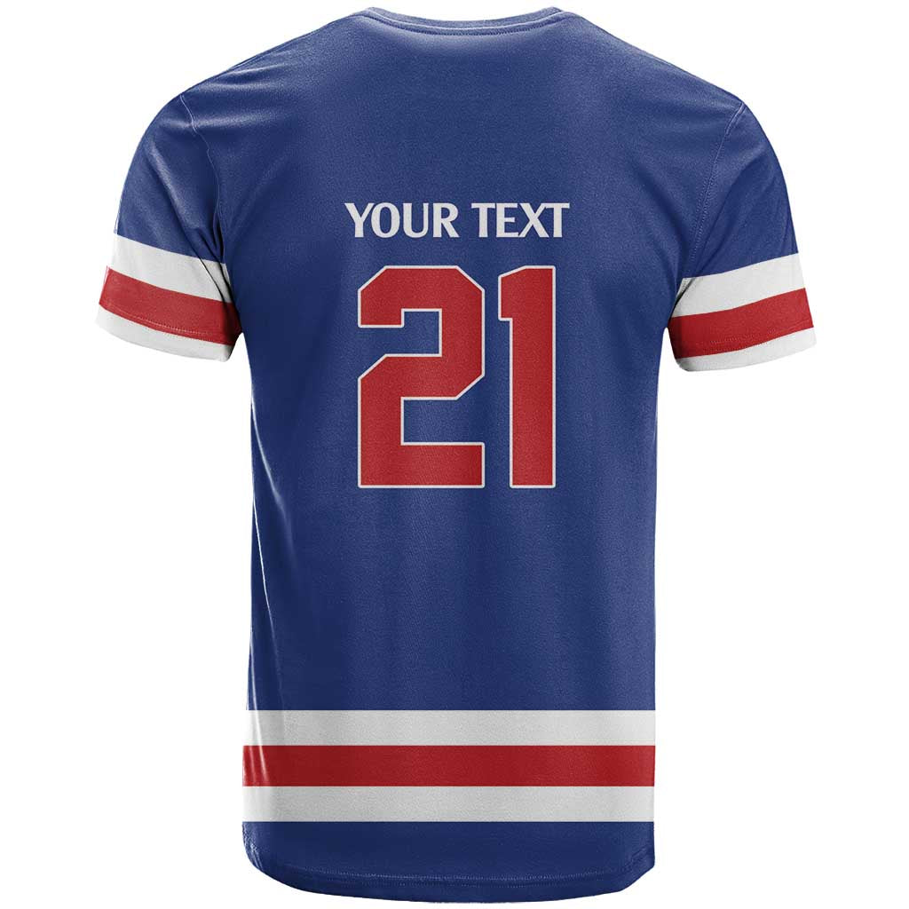 Custom USA Hockey 1980–2026 Gold Medal T-Shirt Embroidery Effect Blue Graphic Tee